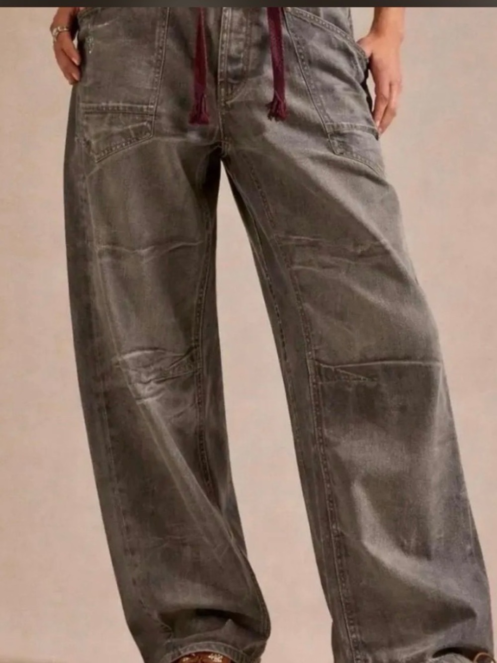 Free people metallic coated moxie barrel jeans